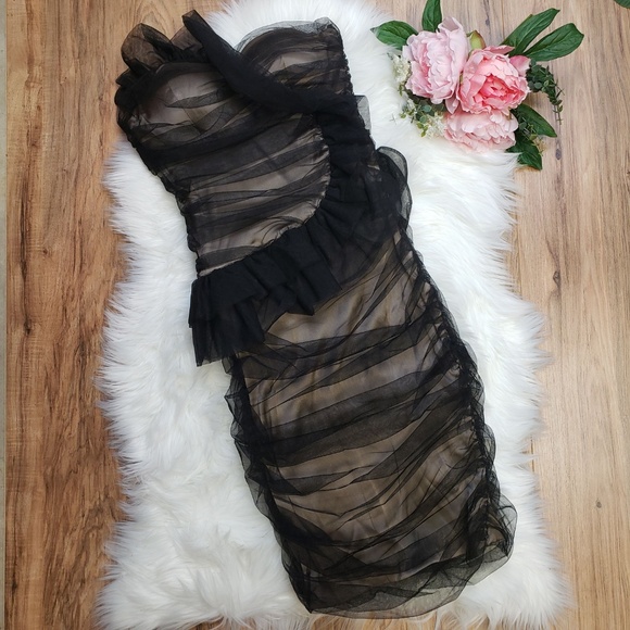Thomas Wylde Dresses & Skirts - Thomas Wylde Black Tulle Strapless Dress